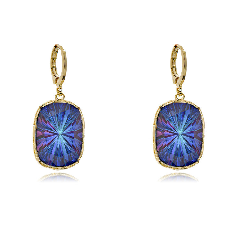 Wholesale Antique Square Sapphire Multicolored Crystal Earrings